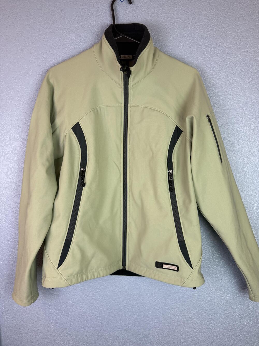 REI Jacket Womens Medium Sage Green Softshell Fleece Lined Full Zip Outdoor
